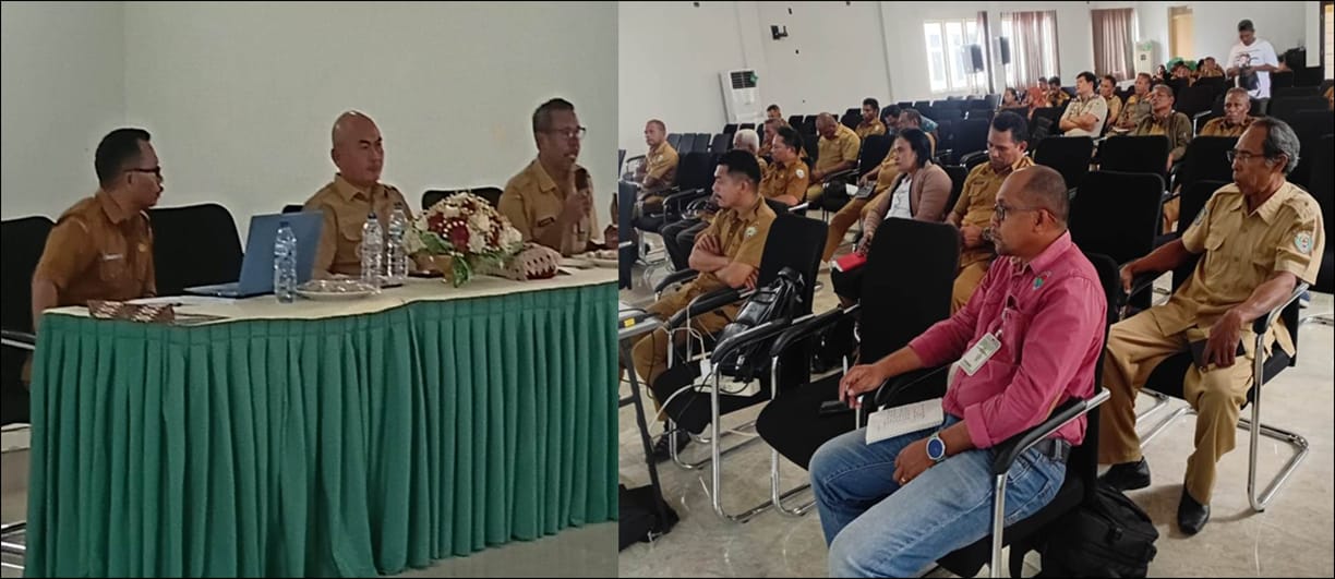 Peserta rapat Musyawarah Adat Ursia Urlima di aula Pemkab Aru membahas penguatan kelembagaan dan batas wilayah adat.
